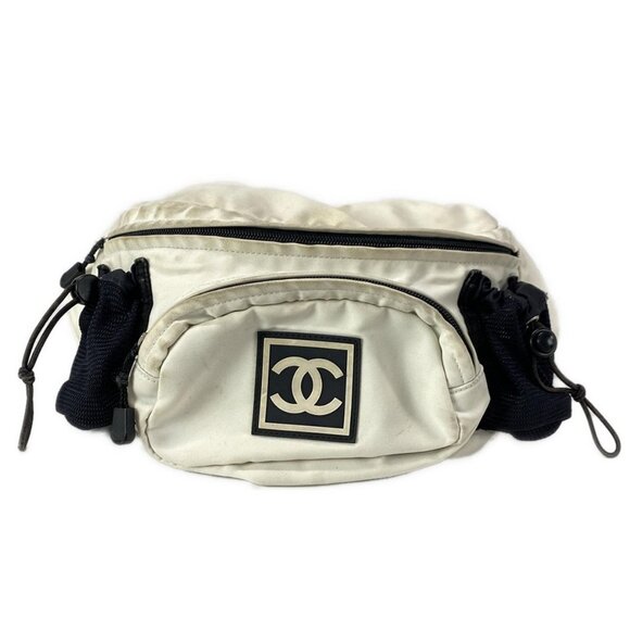 CHANEL Sports Line A24993 White Black Nylon Bum Bag - Picture 1 of 16